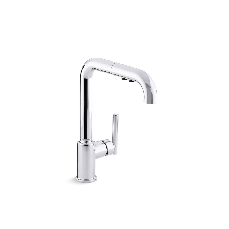 KOHLER K-7505-CP Purist Pull-Out Kitchen Sink Faucet With Three-Function Sprayhead In Polished Chrome