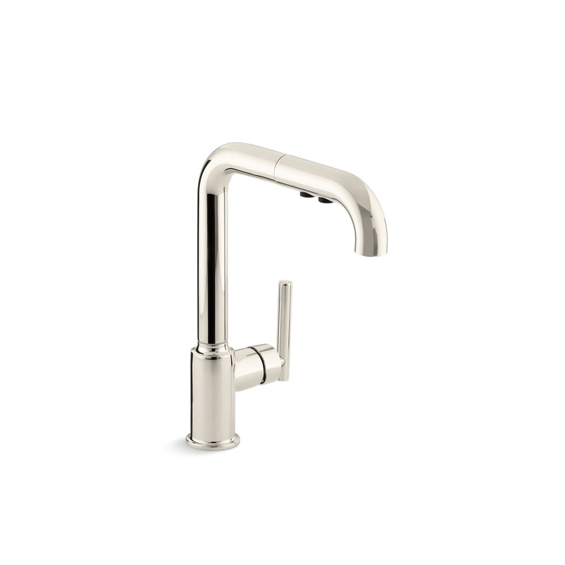 KOHLER K-7505-SN Purist Pull-Out Kitchen Sink Faucet With Three-Function Sprayhead In Vibrant Polished Nickel