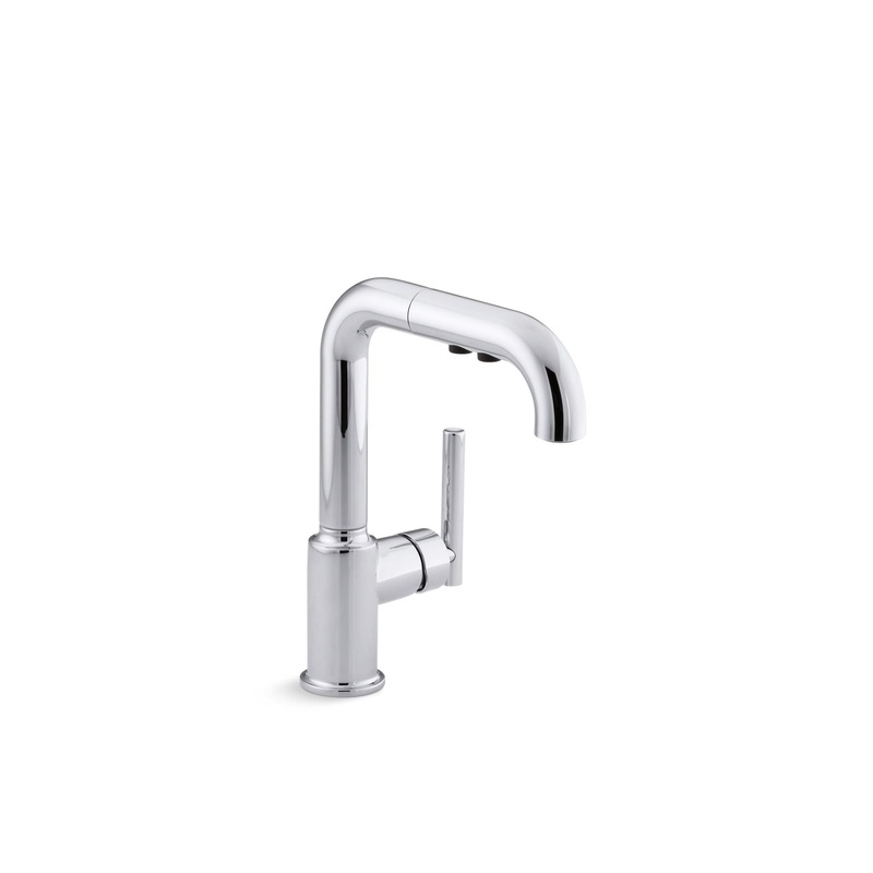 KOHLER K-7506-CP Purist Pull-Out Kitchen Sink Faucet With Three-Function Sprayhead In Polished Chrome