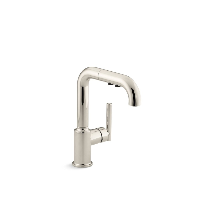 KOHLER K-7506-SN Purist Pull-Out Kitchen Sink Faucet With Three-Function Sprayhead In Vibrant Polished Nickel