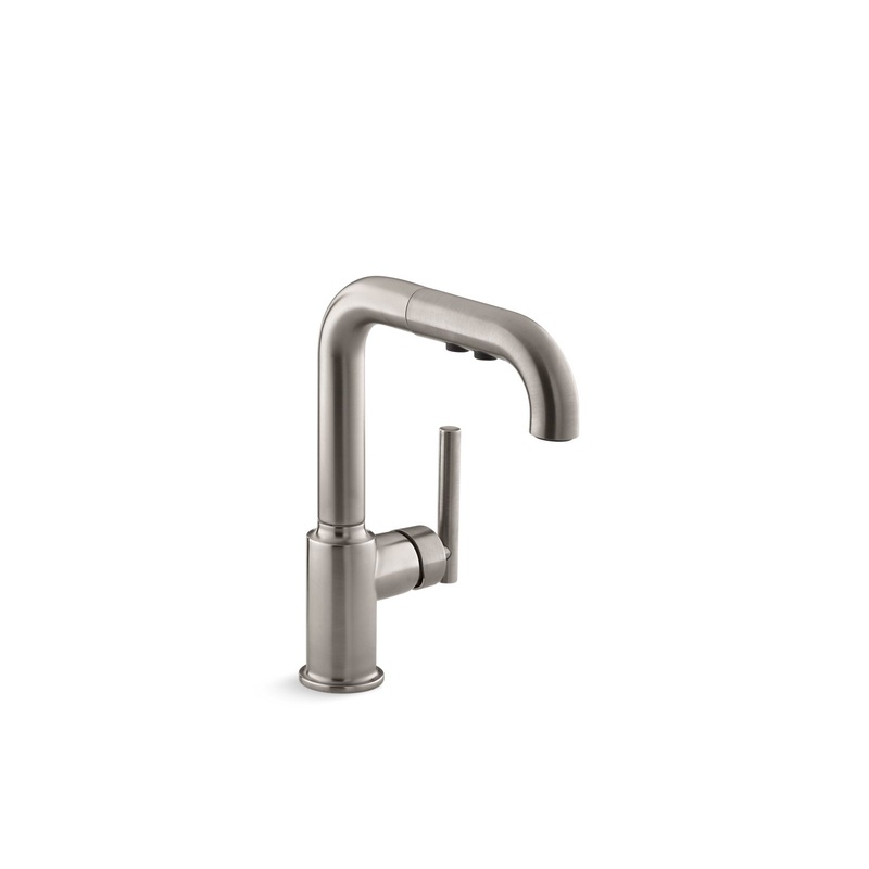 KOHLER K-7506-VS Purist Pull-Out Kitchen Sink Faucet With Three-Function Sprayhead In Vibrant Stainless