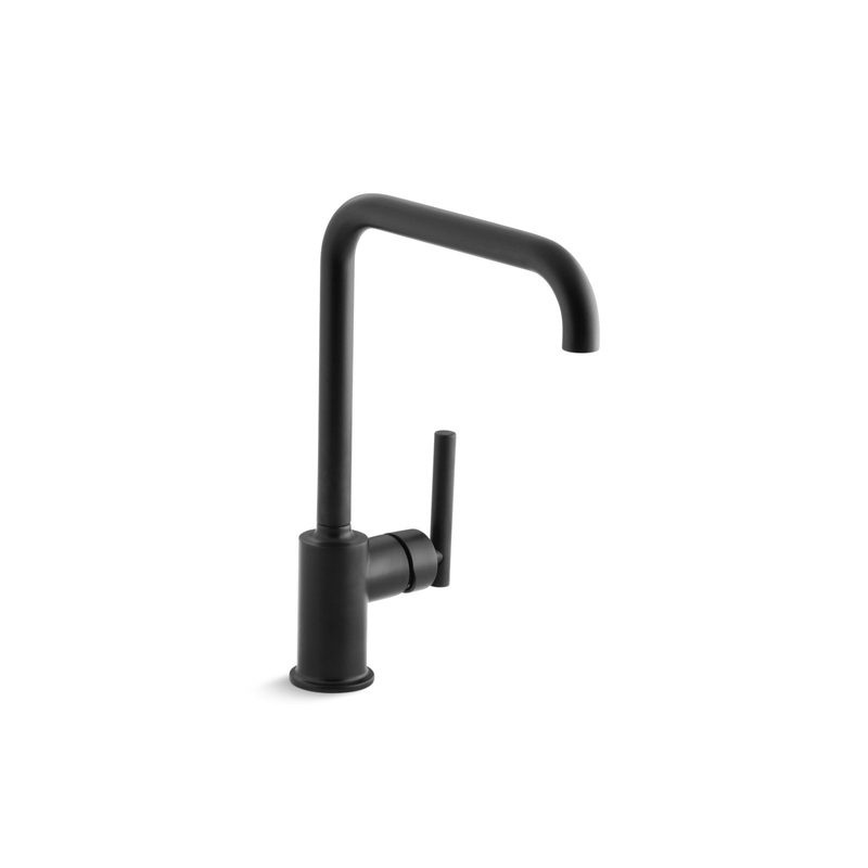 KOHLER K-7507-BL Purist Single-Handle Kitchen Sink Faucet In Matte Black