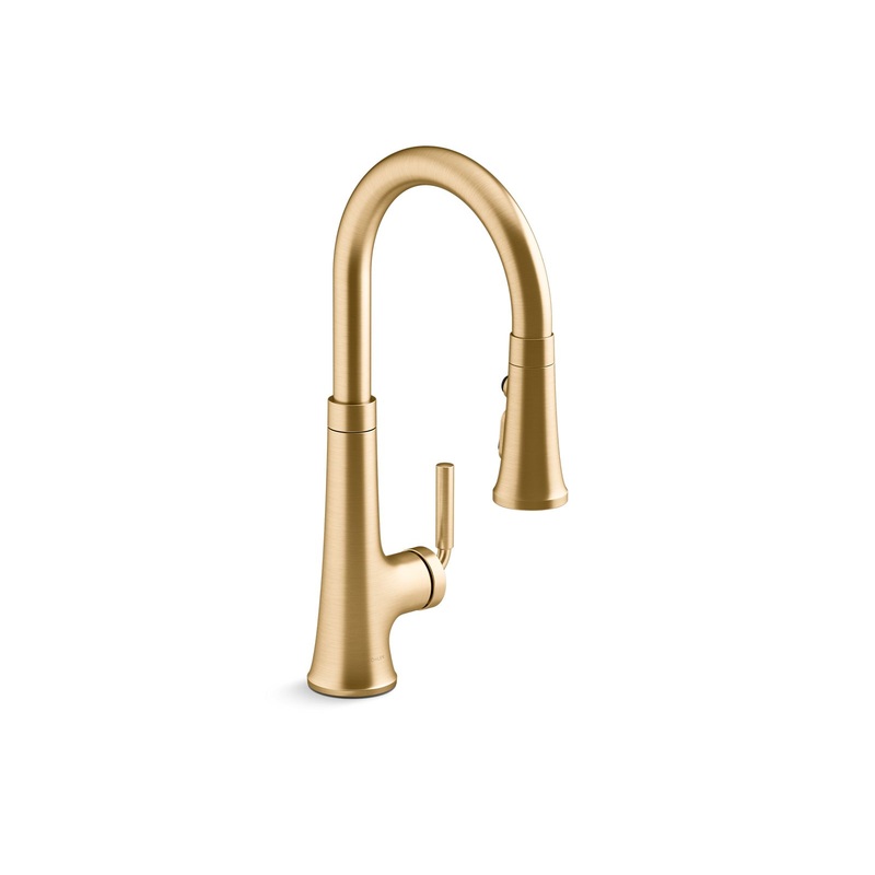 KOHLER K-23764-2MB Tone Pull-Down Kitchen Sink Faucet With Three-Function Sprayhead In Vibrant Brushed Moderne Brass