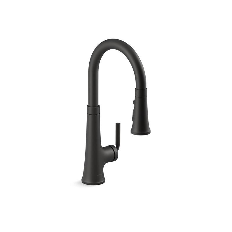 KOHLER K-23764-BL Tone Pull-Down Kitchen Sink Faucet With Three-Function Sprayhead In Matte Black