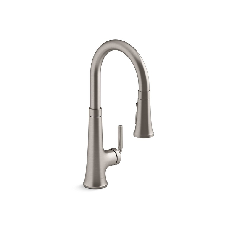 KOHLER K-23764-VS Tone Pull-Down Kitchen Sink Faucet With Three-Function Sprayhead In Vibrant Stainless