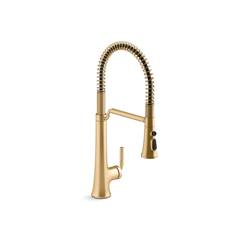 KOHLER K-23765-2MB Tone Semi-Professional Pull-Down Kitchen Sink Faucet With Three-Function Sprayhead In Vibrant Brushed Moderne Brass