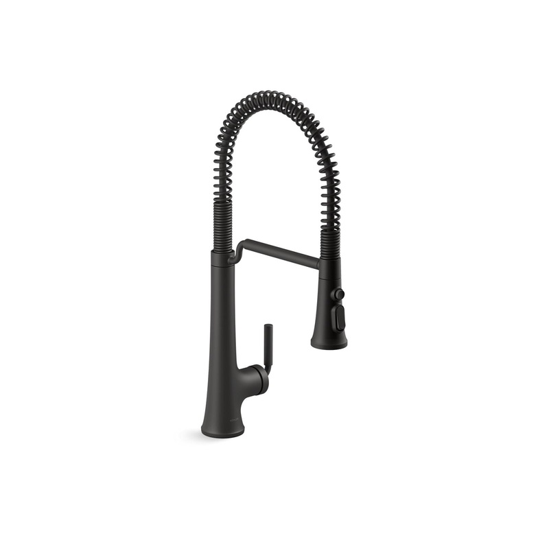 KOHLER K-23765-BL Tone Semi-Professional Pull-Down Kitchen Sink Faucet With Three-Function Sprayhead In Matte Black