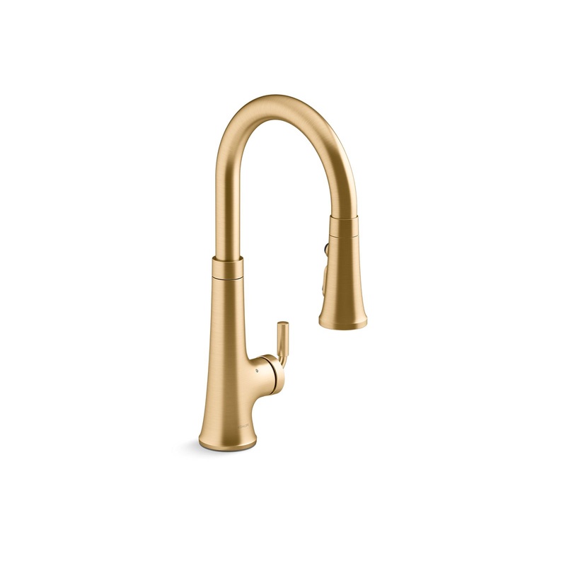 KOHLER K-23766-2MB Tone Touchless Pull-Down Kitchen Sink Faucet With Three-Function Sprayhead In Vibrant Brushed Moderne Brass