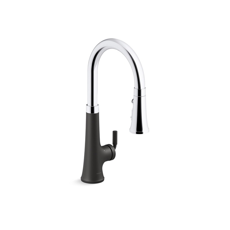 KOHLER K-23766-CBL Tone Touchless Pull-Down Kitchen Sink Faucet With Three-Function Sprayhead In Polished Chrome with Matte Black