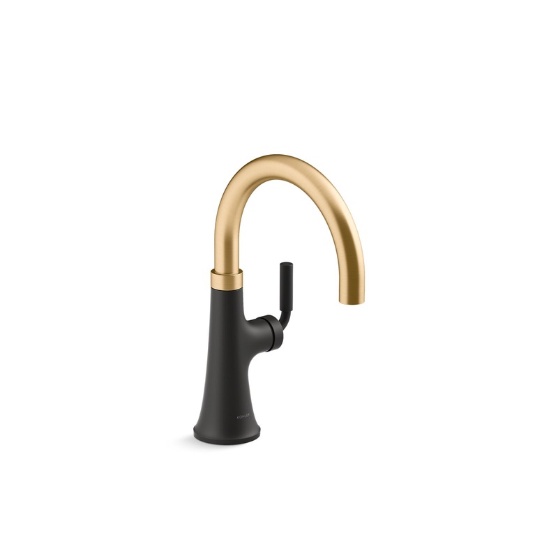 KOHLER K-23767-BMB Tone Single-Handle Bar Sink Faucet In Matte Black with Moderne Brass