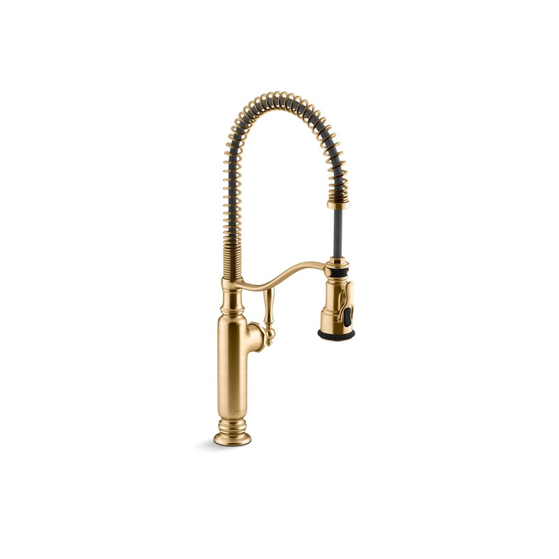 KOHLER K-77515-2MB Tournant Semi-Professional Kitchen Sink Faucet With Three-Function Sprayhead In Vibrant Brushed Moderne Brass