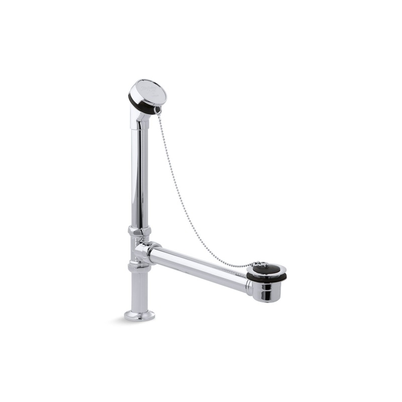 KOHLER K-106-CP Antique Bath Drain, Chain And Rubber Stopper In Polished Chrome