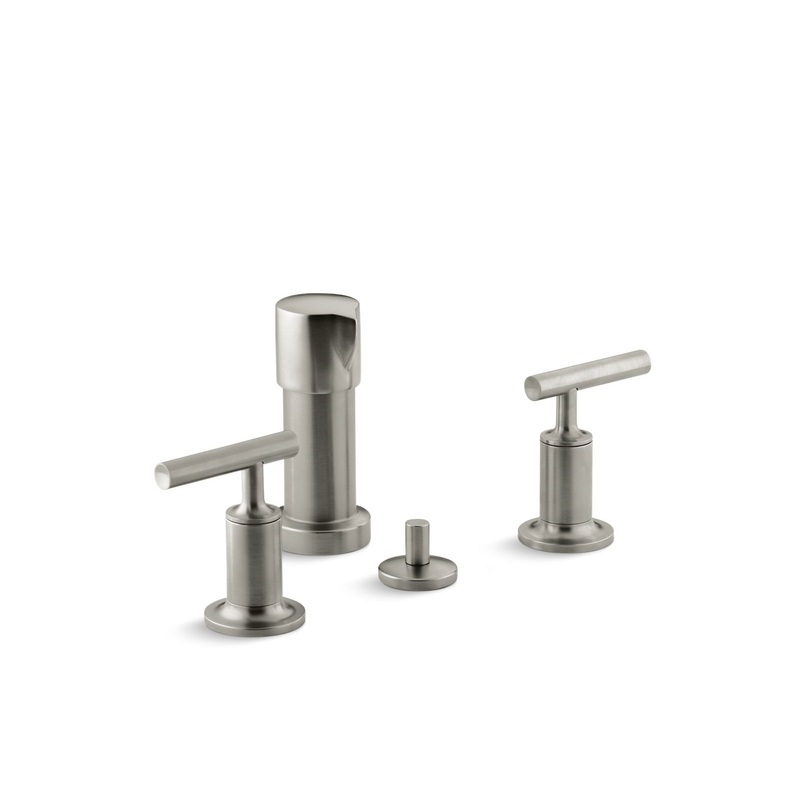 KOHLER K-14431-4-BN Purist Vertical Spray Bidet Faucet With Lever Handles In Vibrant Brushed Nickel