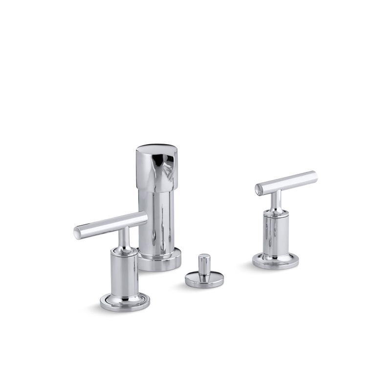KOHLER K-14431-4-CP Purist Vertical Spray Bidet Faucet With Lever Handles In Polished Chrome