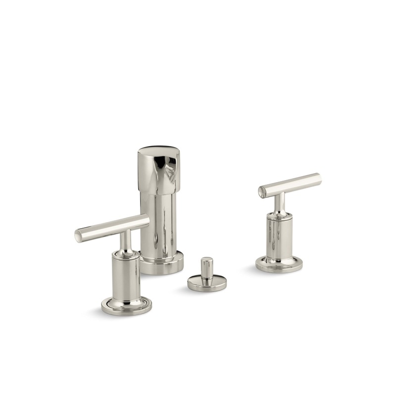 KOHLER K-14431-4-SN Purist Vertical Spray Bidet Faucet With Lever Handles In Vibrant Polished Nickel