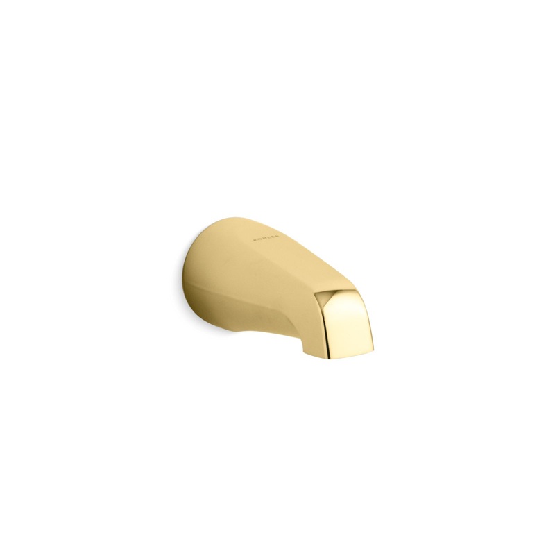 KOHLER K-15135-S-PB Coralais Wall-Mount Bath Spout, 4-7/8", Slip-Fit Connection In Vibrant Polished Brass
