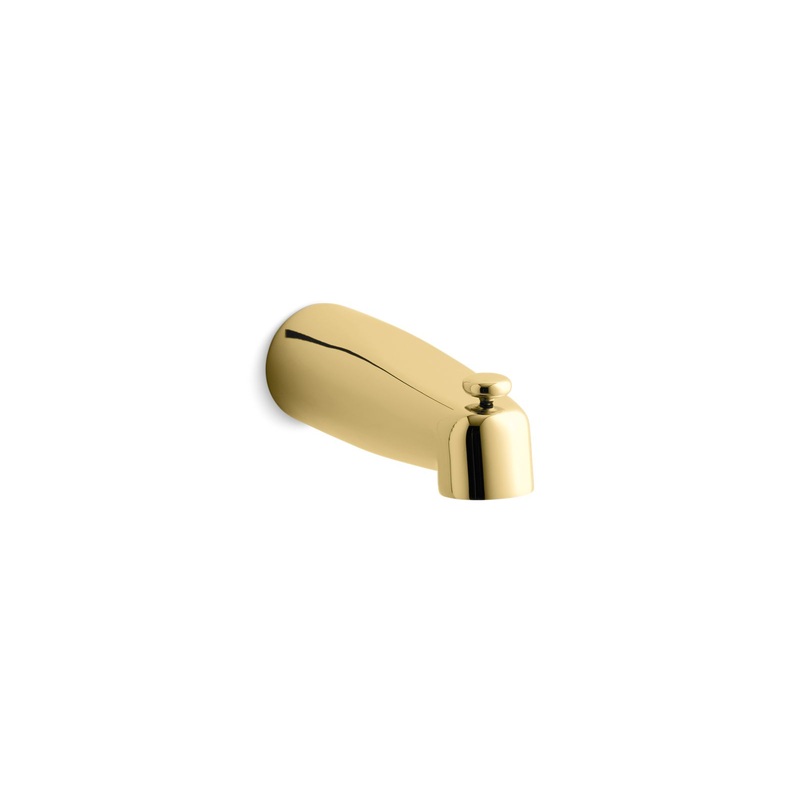 KOHLER K-15138-PB Coralais Wall-Mount Bath Spout With Diverter, 8" In Vibrant Polished Brass