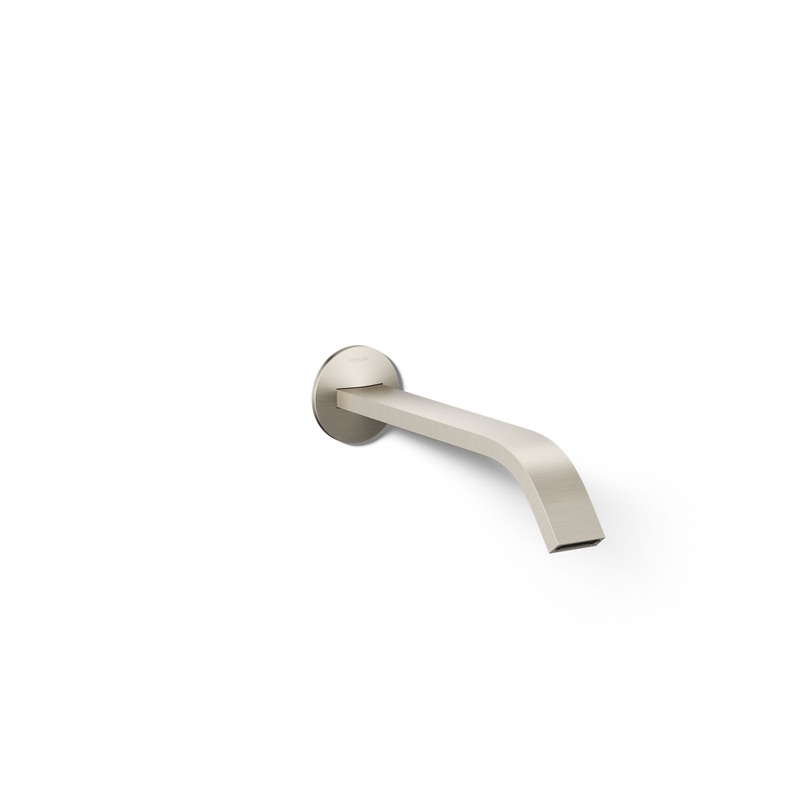 KOHLER K-T23888-BN Components Wall-Mount Bathroom Sink Faucet Spout With Ribbon Design, 1.2 Gpm In Vibrant Brushed Nickel