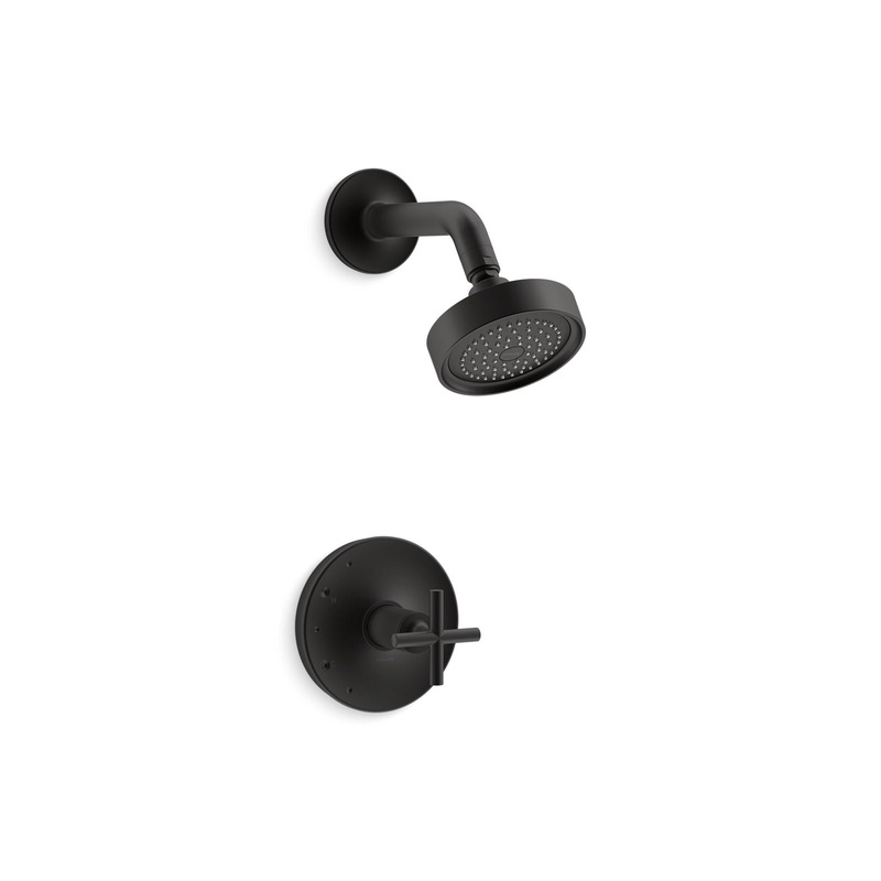 KOHLER K-TS14422-3-BL Purist Rite-Temp Shower Trim Kit With Cross Handle, 2.5 Gpm In Matte Black