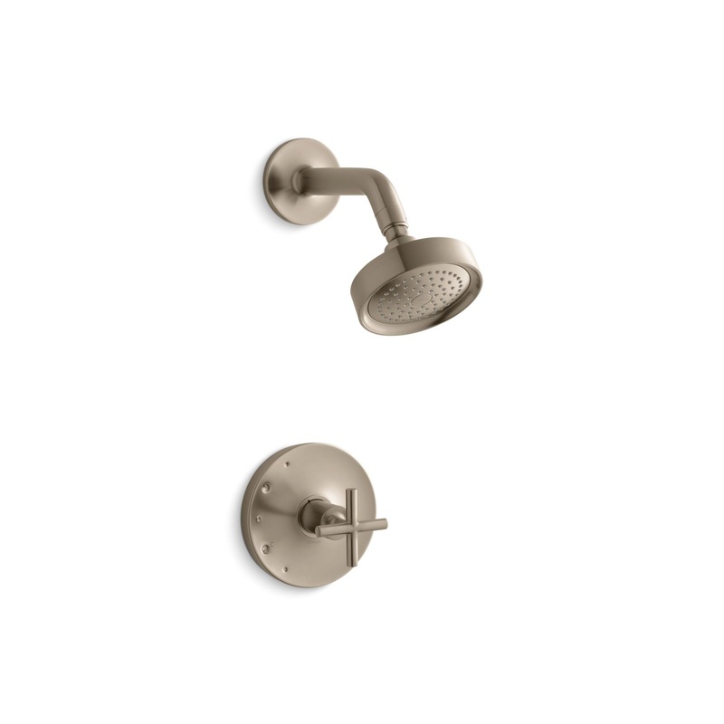 KOHLER K-TS14422-3-BV Purist Rite-Temp Shower Trim Kit With Cross Handle, 2.5 Gpm In Vibrant Brushed Bronze