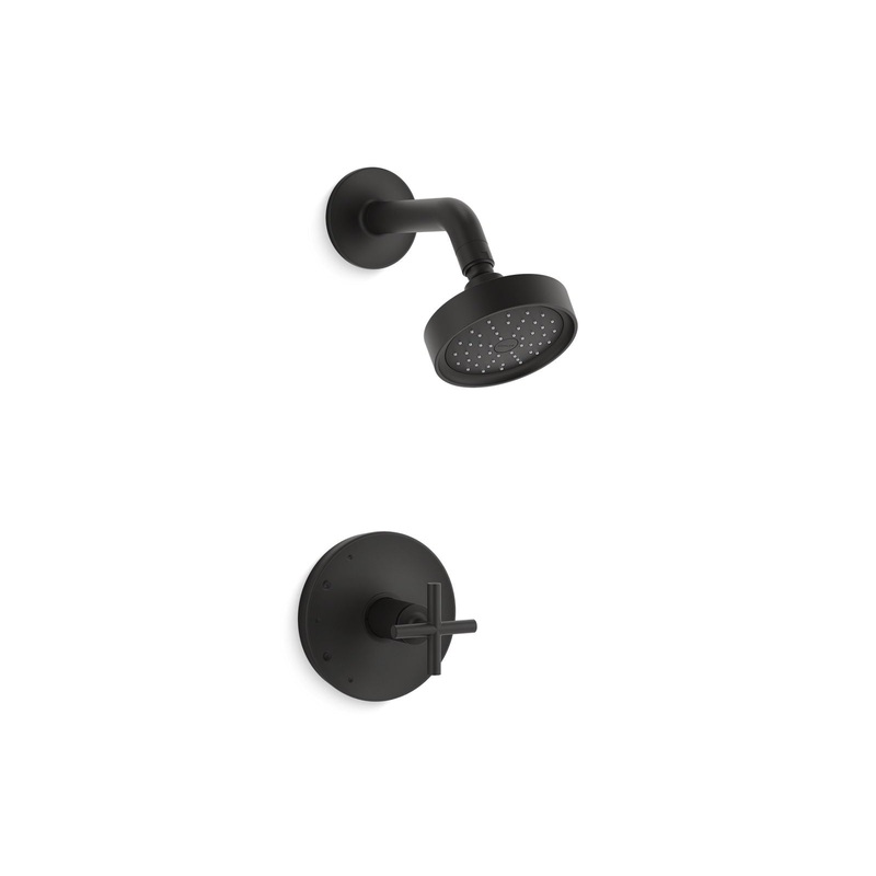 KOHLER K-TS14422-3G-BL Purist Rite-Temp Shower Trim Kit With Cross Handle, 1.75 Gpm In Matte Black