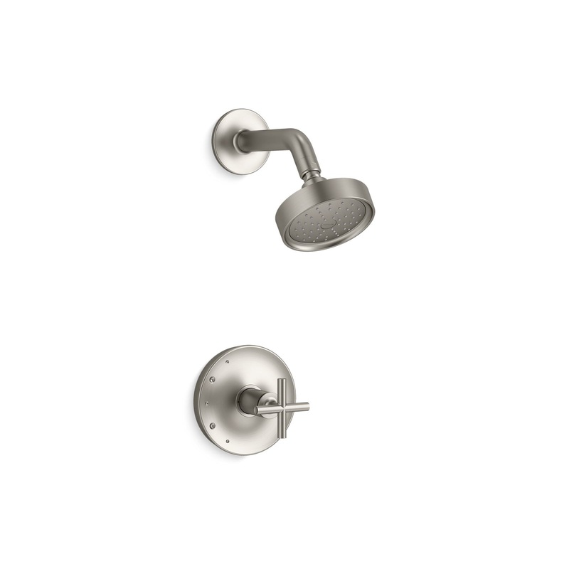 KOHLER K-TS14422-3G-BN Purist Rite-Temp Shower Trim Kit With Cross Handle, 1.75 Gpm In Vibrant Brushed Nickel