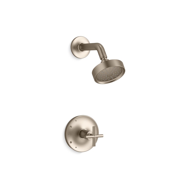 KOHLER K-TS14422-3G-BV Purist Rite-Temp Shower Trim Kit With Cross Handle, 1.75 Gpm In Vibrant Brushed Bronze