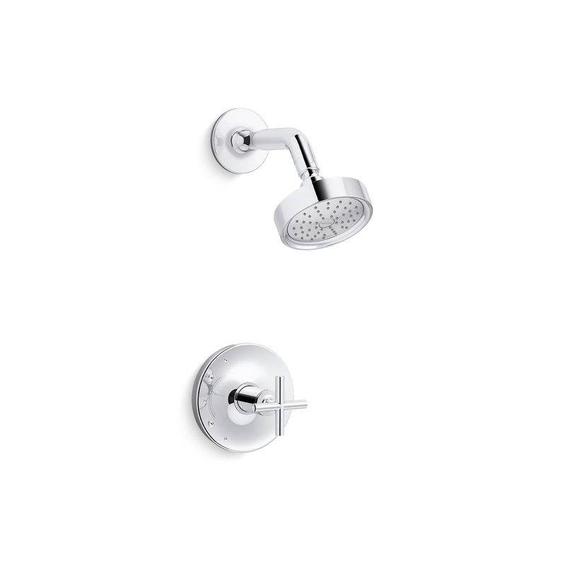 KOHLER K-TS14422-3G-CP Purist Rite-Temp Shower Trim Kit With Cross Handle, 1.75 Gpm In Polished Chrome