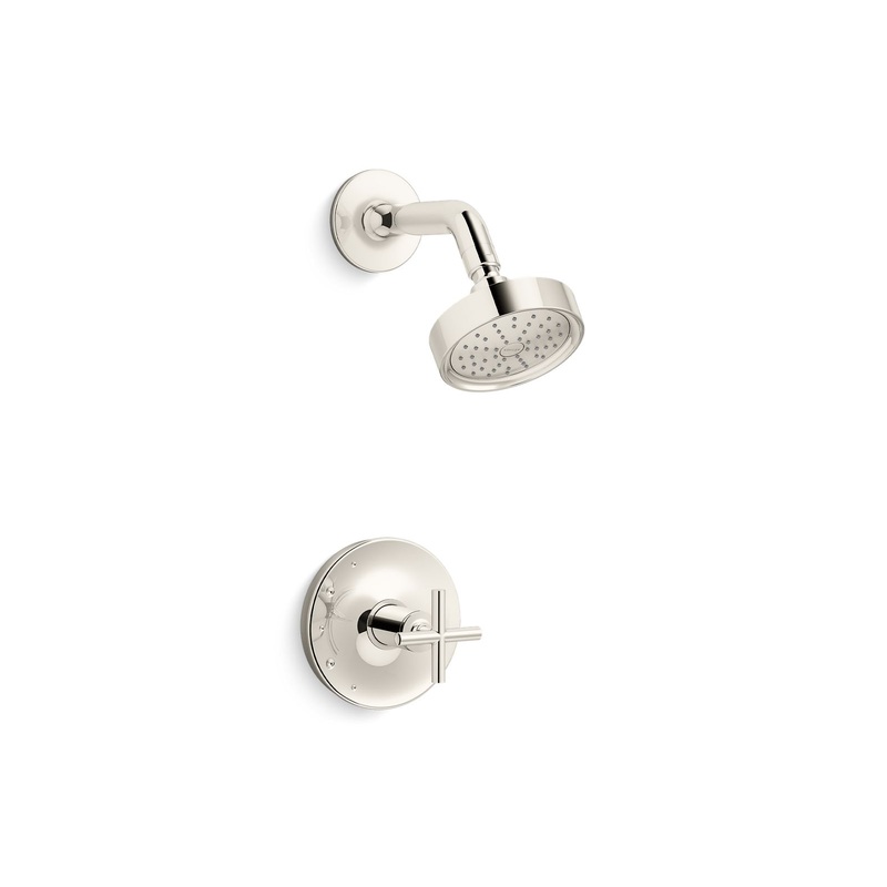 KOHLER K-TS14422-3G-SN Purist Rite-Temp Shower Trim Kit With Cross Handle, 1.75 Gpm In Vibrant Polished Nickel