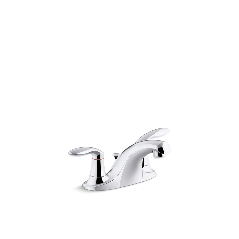 KOHLER K-15241-4DRA-CP Coralais Two-Handle Centerset Bathroom Sink Faucet With Plastic Pop-Up Drain And Lift Rod In Polished Chrome