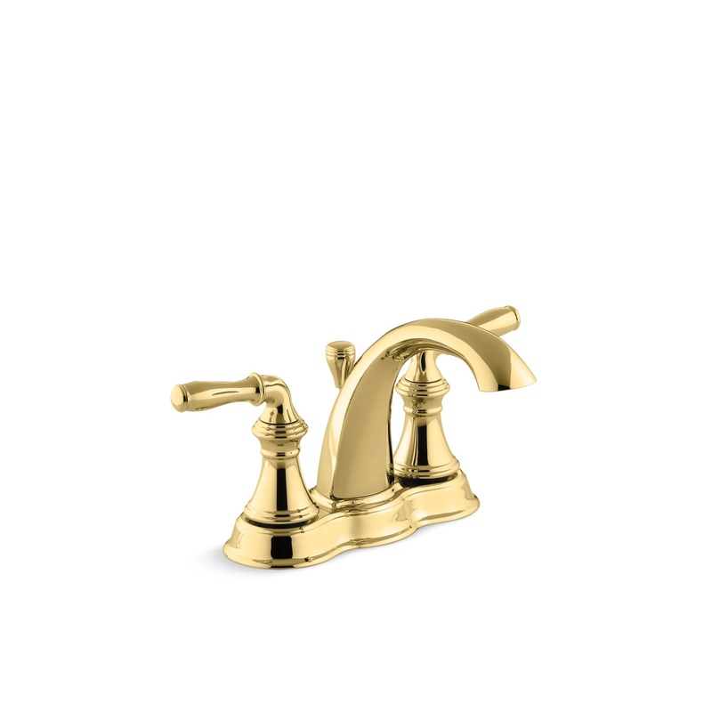 KOHLER K-393-N4-PB Devonshire Centerset Bathroom Sink Faucet, 1.2 Gpm In Vibrant Polished Brass