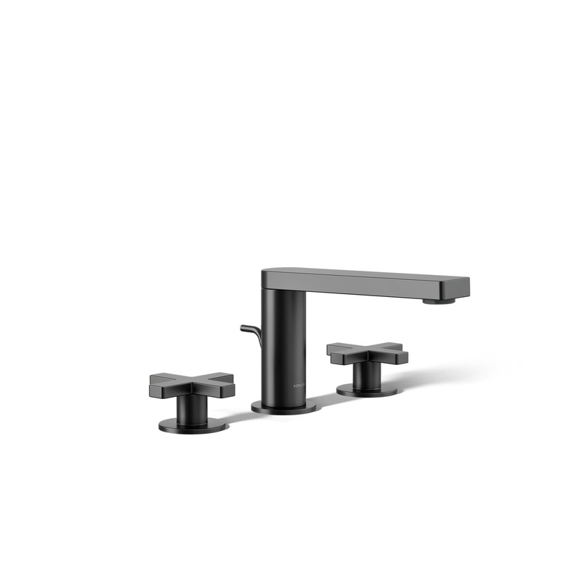 KOHLER K-73060-3-BL Composed Widespread Bathroom Sink Faucet With Cross Handles, 1.2 Gpm In Matte Black