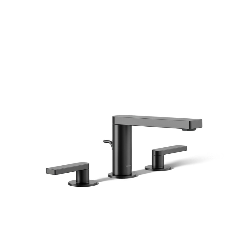 KOHLER K-73060-4-BL Composed Widespread Bathroom Sink Faucet With Lever Handles, 1.2 Gpm In Matte Black