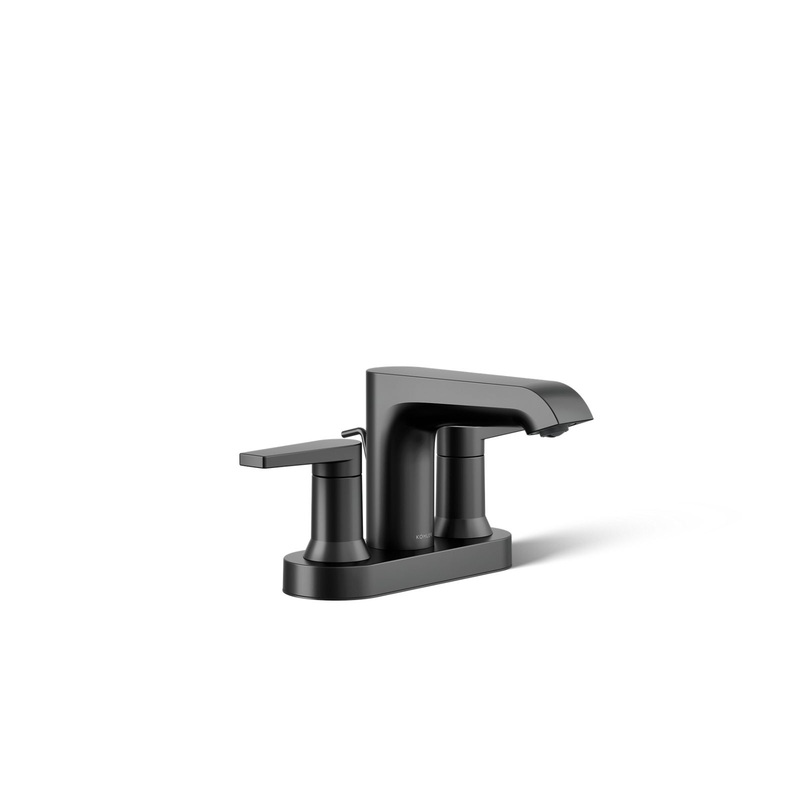 KOHLER K-97094-4-BL Hint Centerset Bathroom Sink Faucet, 1.2 Gpm In Matte Black