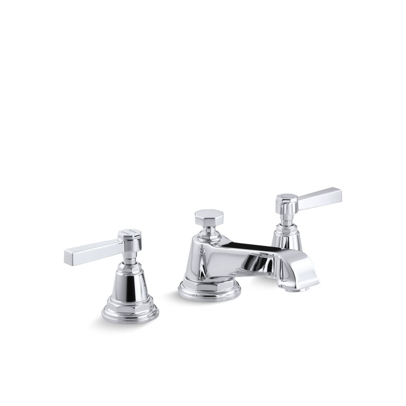 KOHLER K-13132-4A-CP Pinstripe Widespread Bathroom Sink Faucet With Lever Handles, 1.2 Gpm In Polished Chrome