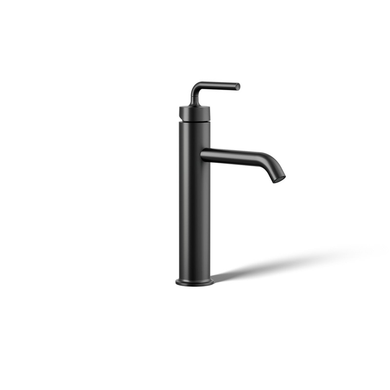 KOHLER K-14404-4A-BL Purist Tall Single-Handle Bathroom Sink Faucet With Lever Handle, 1.2 Gpm In Matte Black
