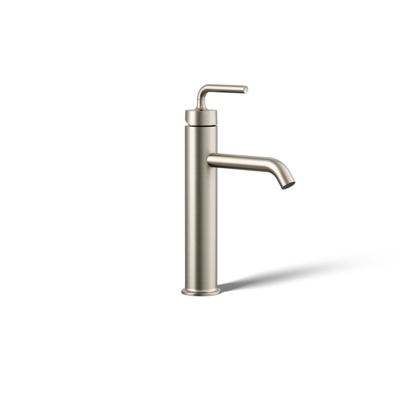 KOHLER K-14404-4A-BN Purist Tall Single-Handle Bathroom Sink Faucet With Lever Handle, 1.2 Gpm In Vibrant Brushed Nickel