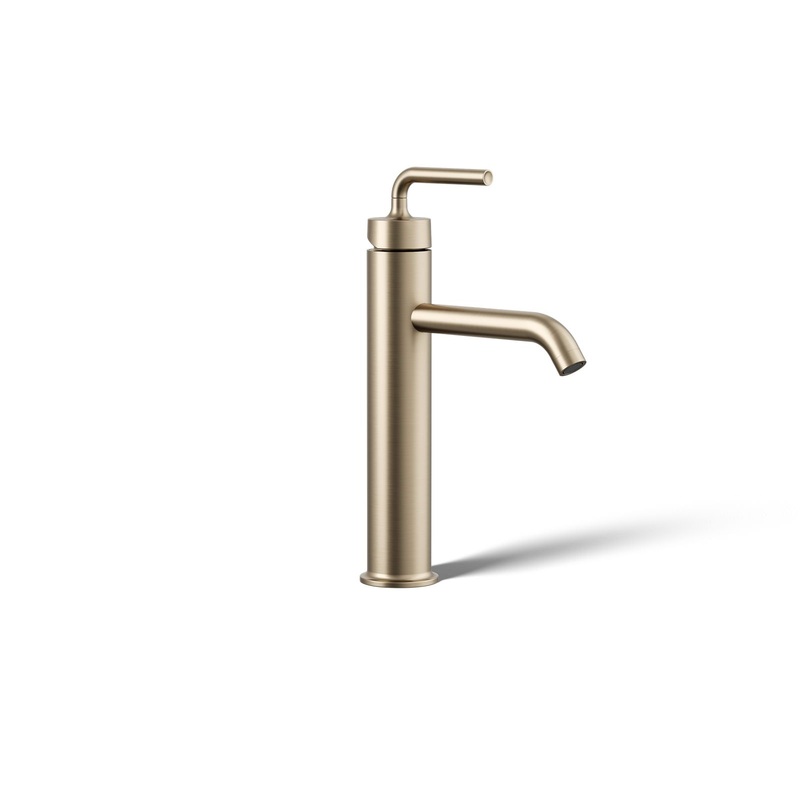 KOHLER K-14404-4A-BV Purist Tall Single-Handle Bathroom Sink Faucet With Lever Handle, 1.2 Gpm In Vibrant Brushed Bronze