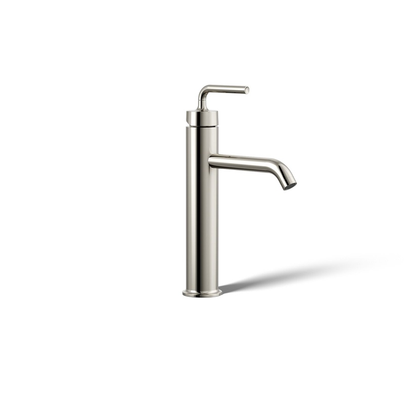 KOHLER K-14404-4A-SN Purist Tall Single-Handle Bathroom Sink Faucet With Lever Handle, 1.2 Gpm In Vibrant Polished Nickel