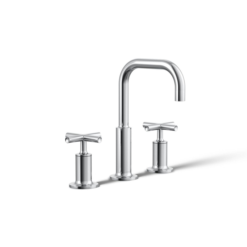 KOHLER K-14406-3-CP Purist Widespread Bathroom Sink Faucet With Cross Handles, 1.2 Gpm In Polished Chrome