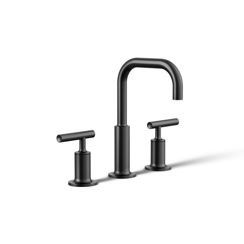 KOHLER K-14406-4-BL Purist Widespread Bathroom Sink Faucet With Lever Handles, 1.2 Gpm In Matte Black