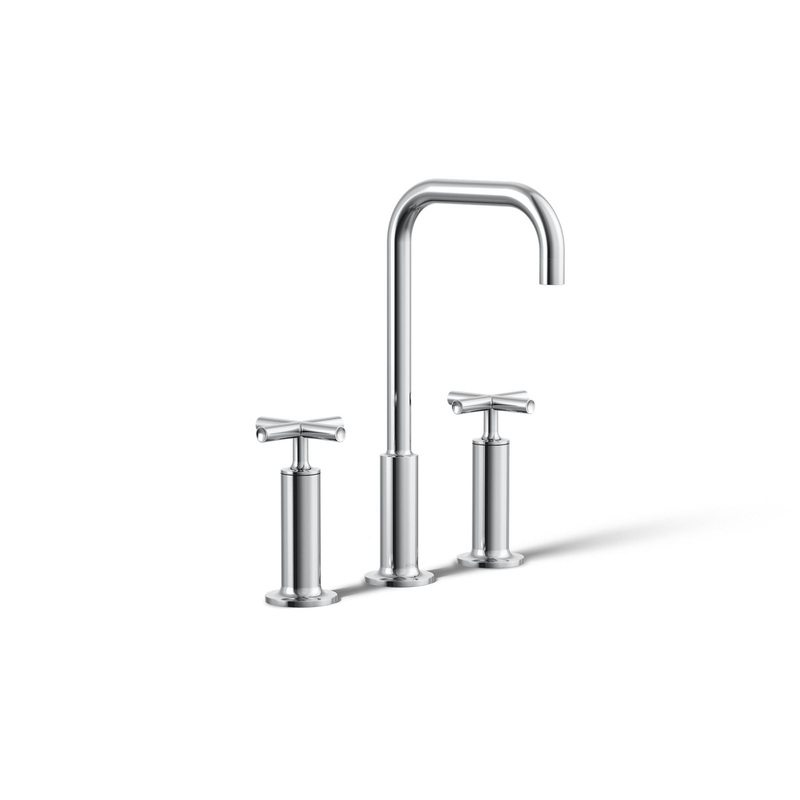 KOHLER K-14408-3-CP Purist Widespread Bathroom Sink Faucet With Cross Handles, 1.2 Gpm In Polished Chrome