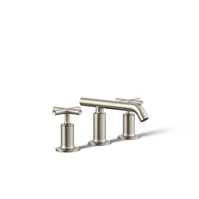 KOHLER K-14410-3-BN Purist Widespread Bathroom Sink Faucet With Cross Handles, 1.2 Gpm In Vibrant Brushed Nickel