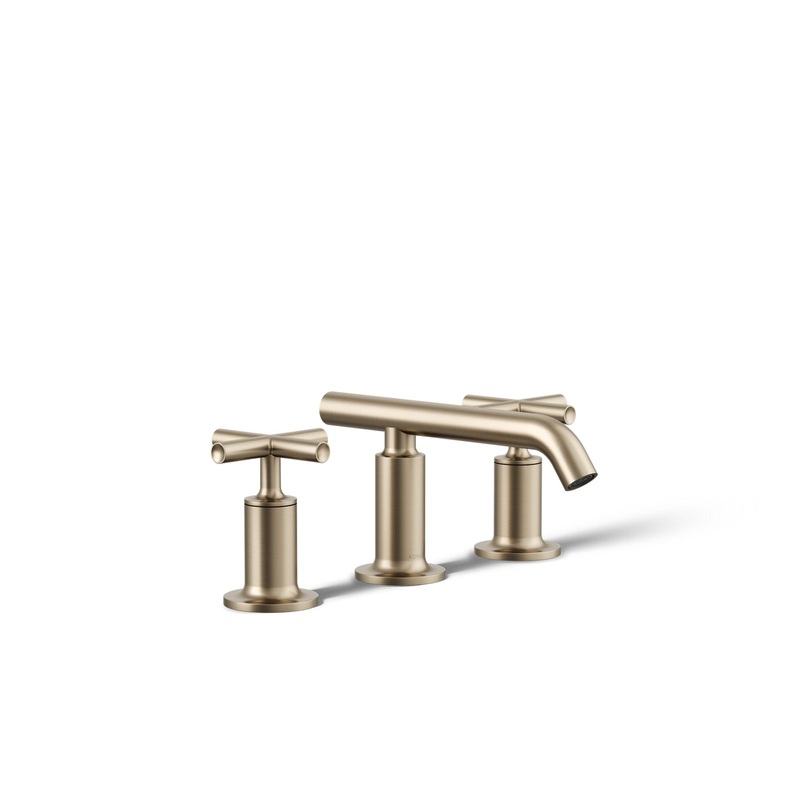 KOHLER K-14410-3-BV Purist Widespread Bathroom Sink Faucet With Cross Handles, 1.2 Gpm In Vibrant Brushed Bronze