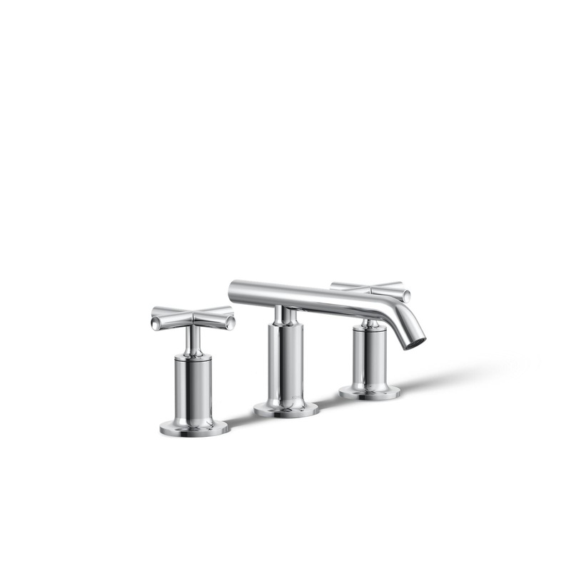 KOHLER K-14410-3-CP Purist Widespread Bathroom Sink Faucet With Cross Handles, 1.2 Gpm In Polished Chrome