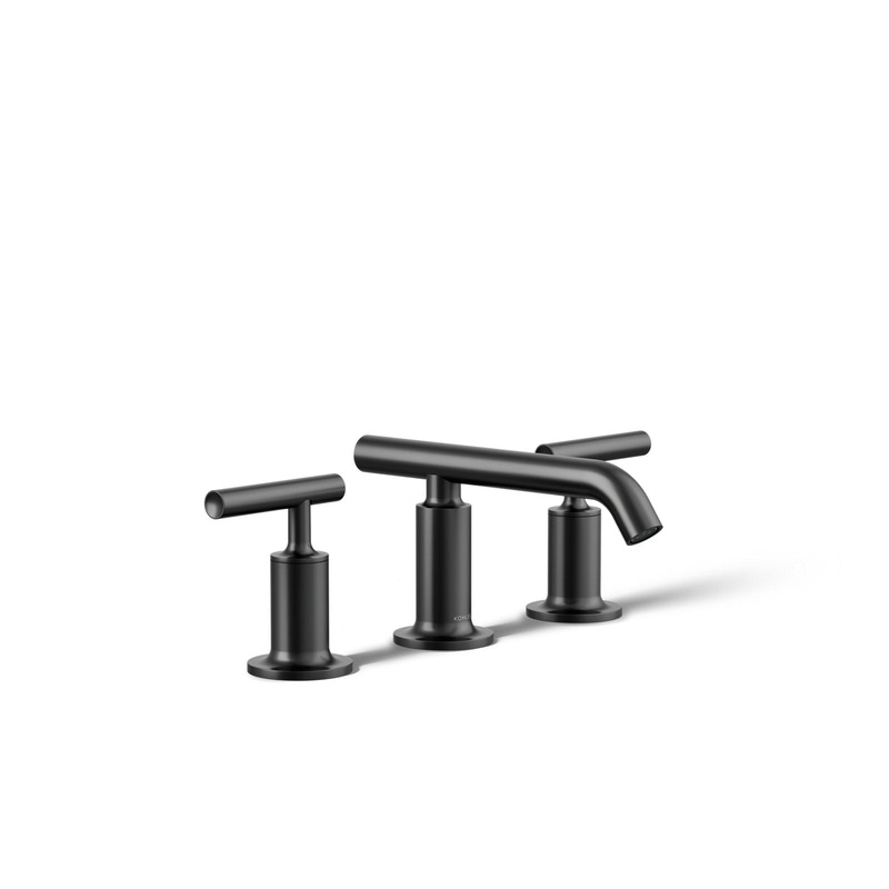 KOHLER K-14410-4-BL Purist Widespread Bathroom Sink Faucet With Lever Handles, 1.2 Gpm In Matte Black