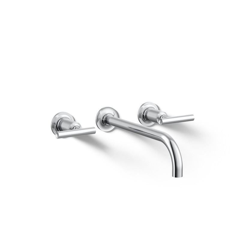 KOHLER K-T14414-4-CP Purist Wall-Mount Bathroom Sink Faucet Trim With Lever Handles, 1.2 Gpm In Polished Chrome