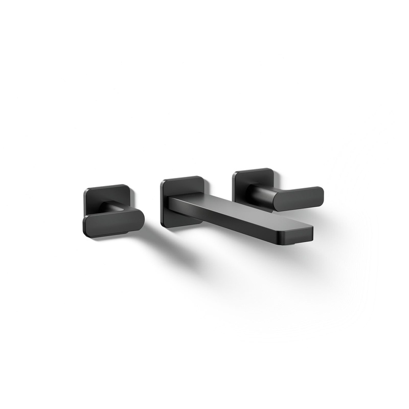 KOHLER K-T27120-4-BL Parallel Wall-Mount Bathroom Sink Faucet Trim, 1.2 Gpm In Matte Black