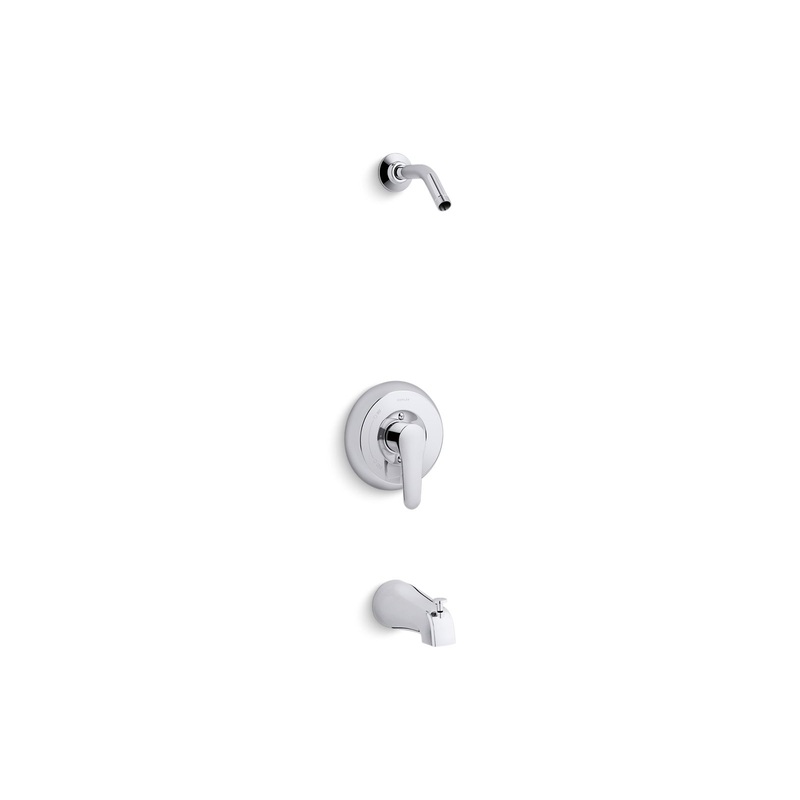 KOHLER K-TLS98007-4-CP July Rite-Temp Bath And Shower Trim Kit, Without Showerhead In Polished Chrome