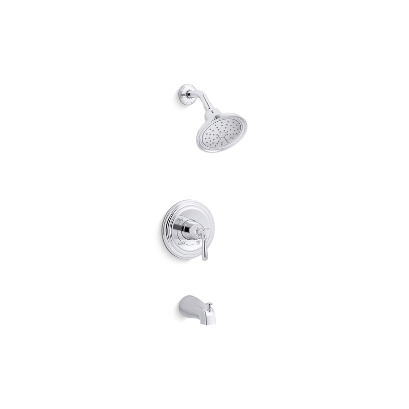 KOHLER K-TS395-4SG-CP Devonshire Rite-Temp Bath And Shower Trim Kit, 1.75 Gpm, Slip-Fit Spout In Polished Chrome